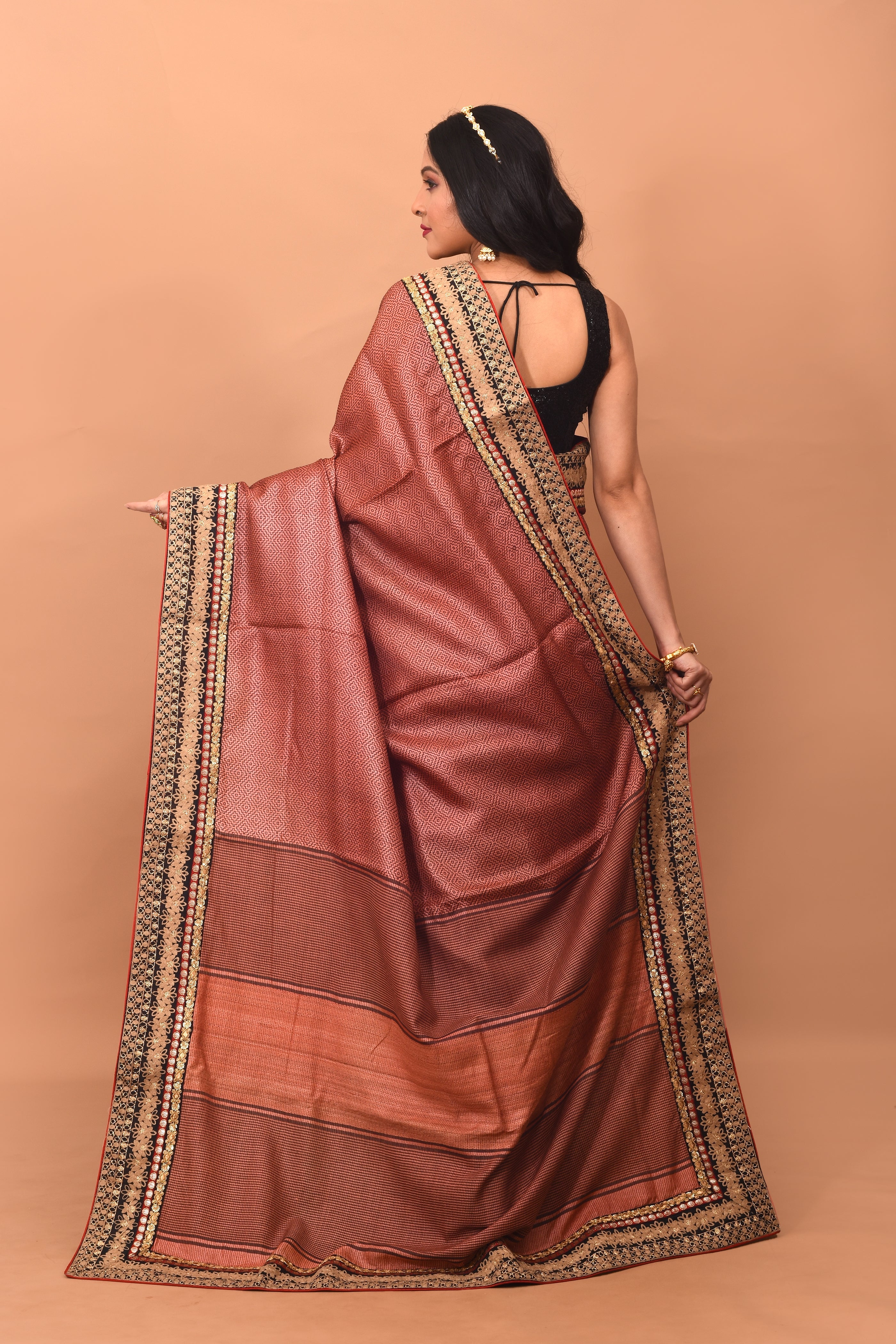 Peach Pure Silk Saree - Keya Seth Exclusive