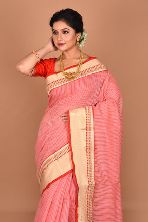 Peach Blended Semi-Silk Saree - Keya Seth Exclusive