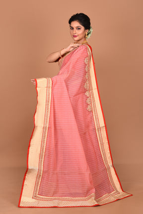 Peach Blended Semi-Silk Saree - Keya Seth Exclusive