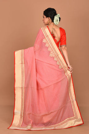 Peach Blended Semi-Silk Saree - Keya Seth Exclusive