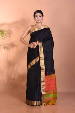 Beautiful Pure Black Aarni Silk Saree - Keya Seth Exclusive