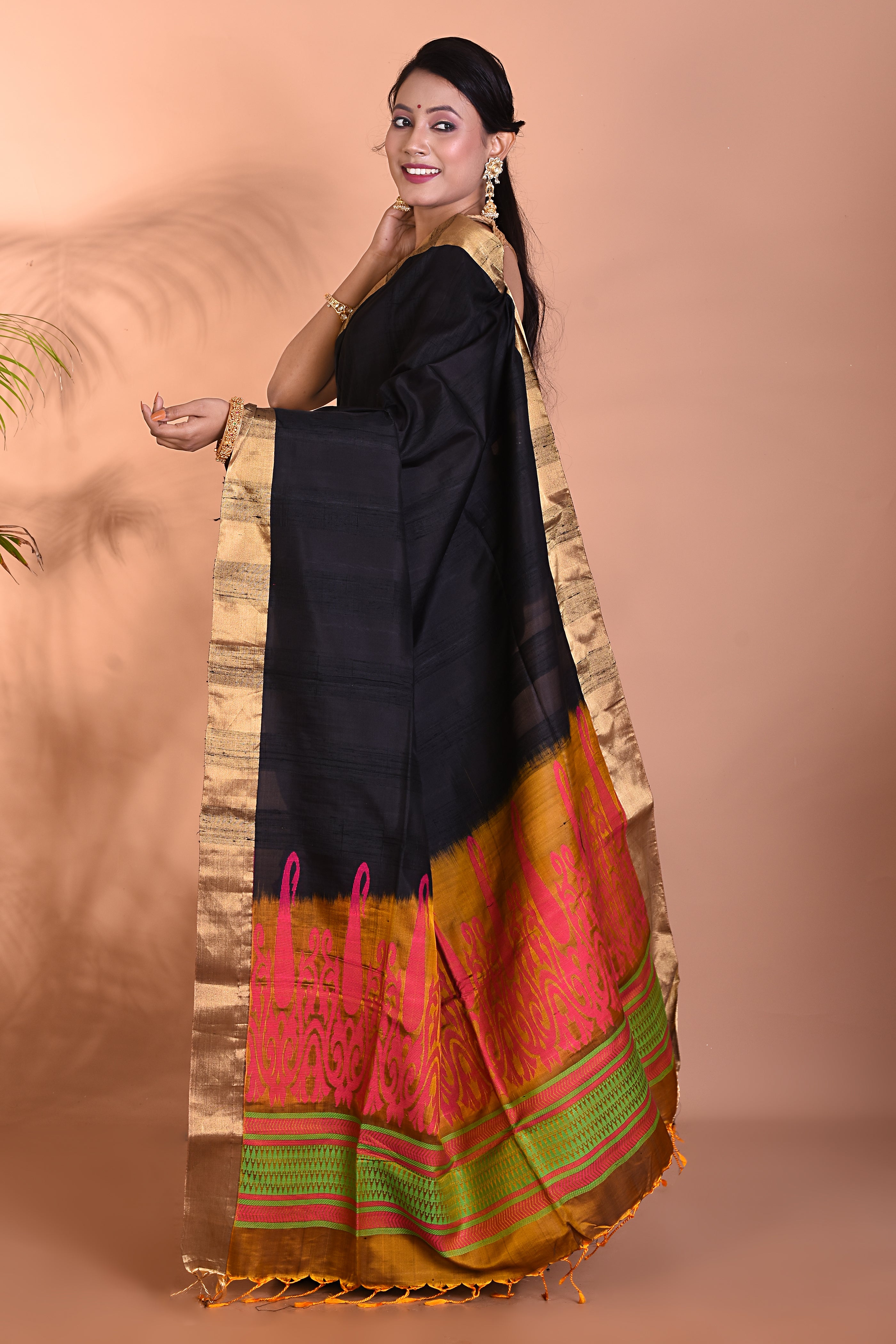 Beautiful Pure Black Aarni Silk Saree - Keya Seth Exclusive