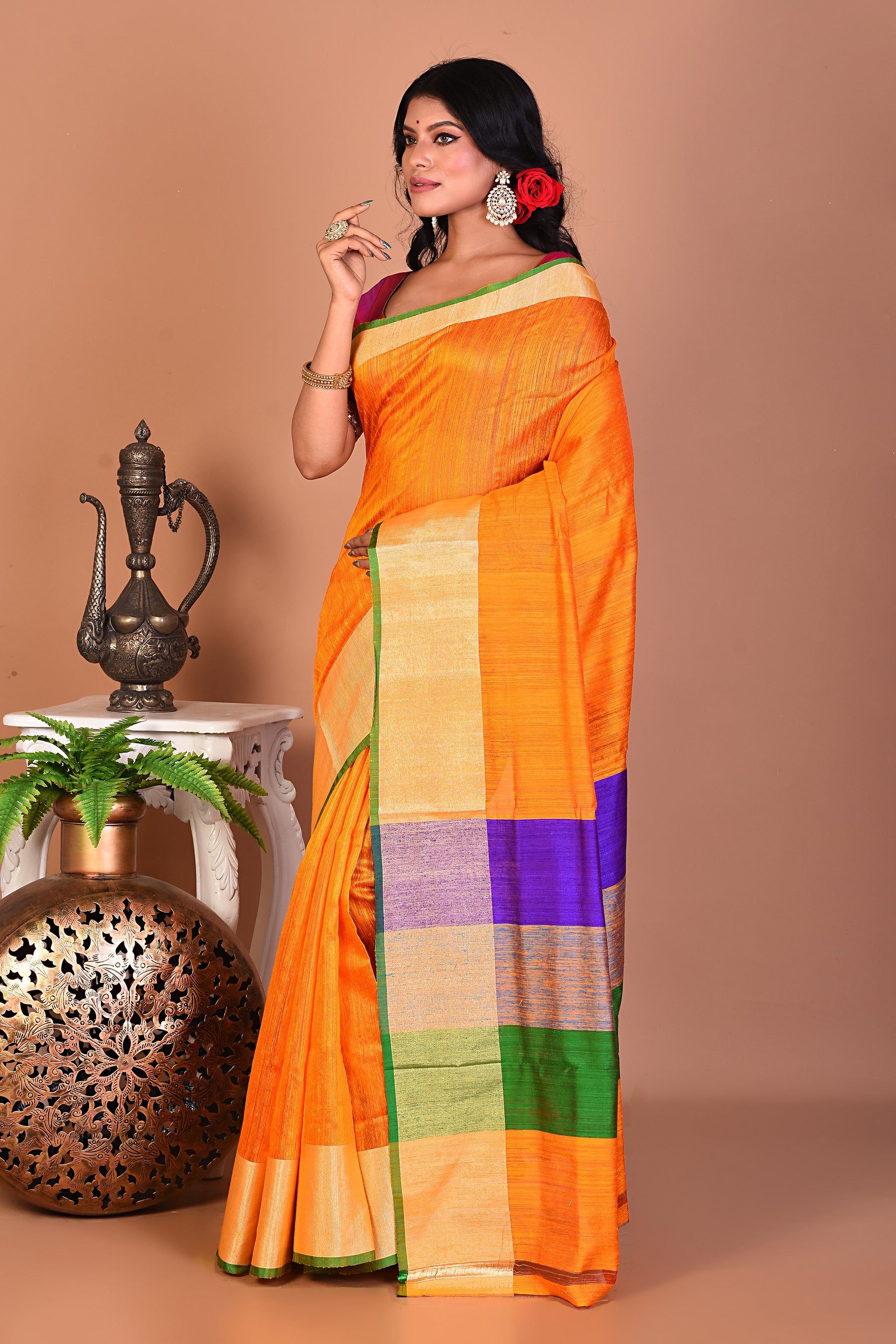 Yellow Blended Art Silk Saree - Keya Seth Exclusive