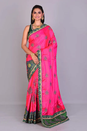 Fancy Deep Pink Satin Silk Saree - Keya Seth Exclusive