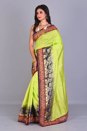 Parrot Green Blended Dola Silk Saree - Keya Seth Exclusive