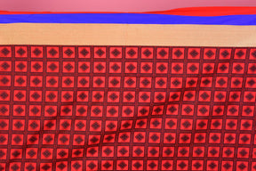 Red Blended Silk Saree with Red and Blue Borders - Keya Seth Exclusive