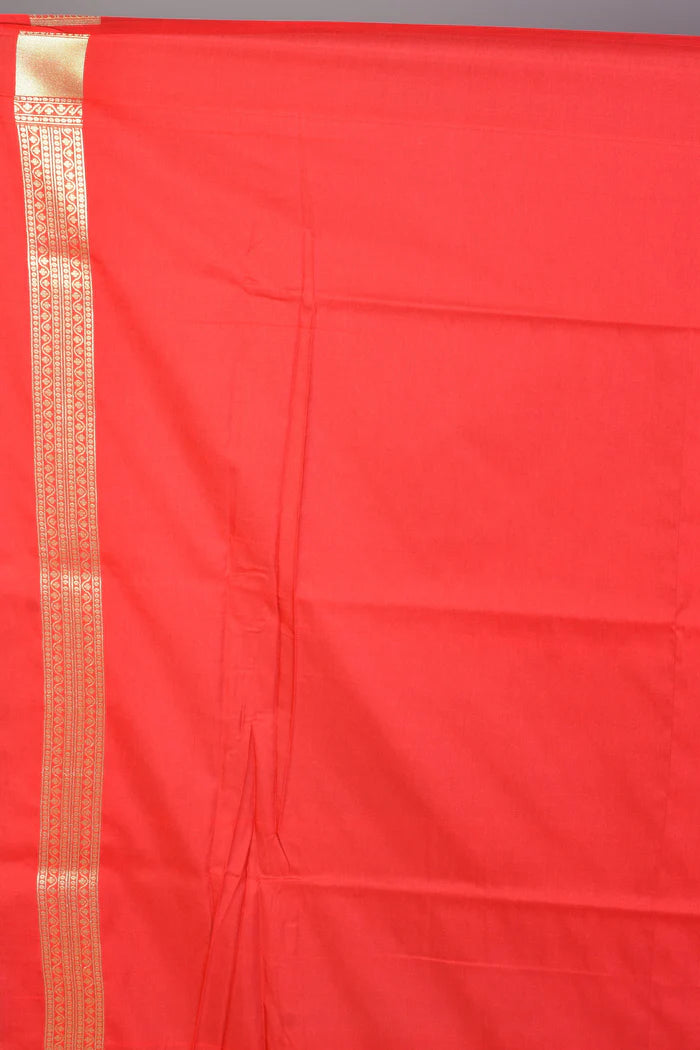 Red Half & Half Blended Silk Saree with Golden Borders - Keya Seth Exclusive