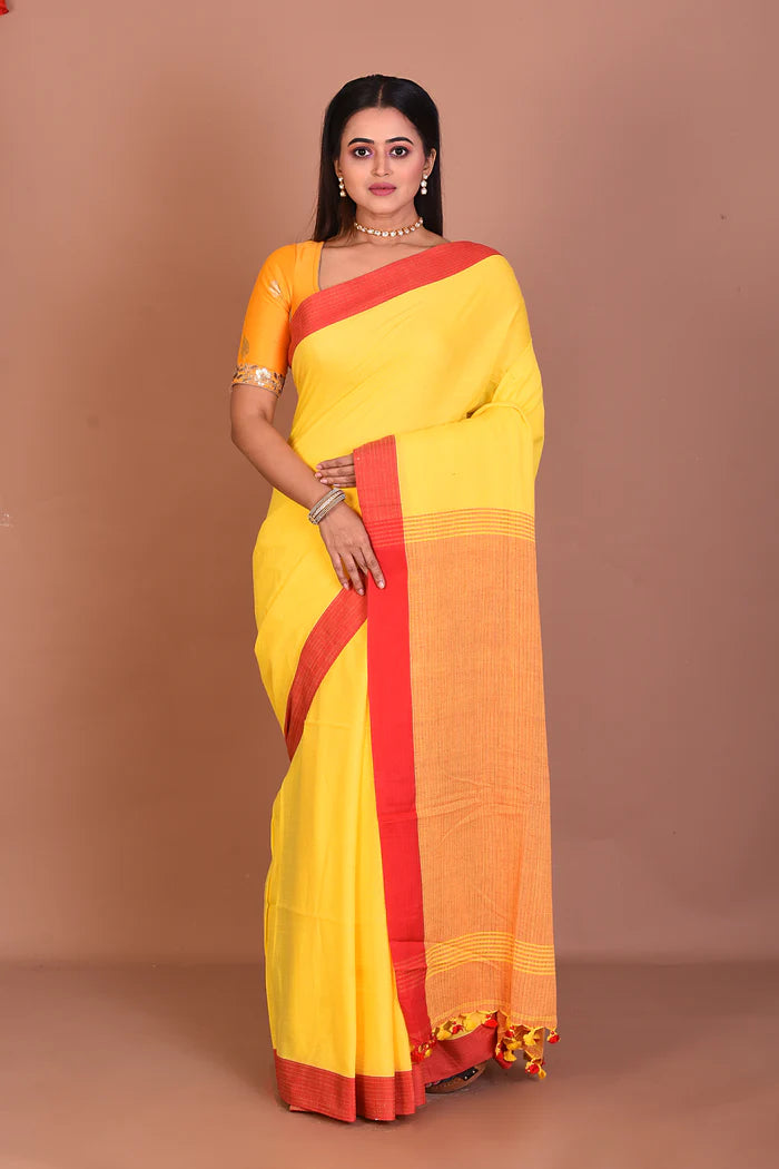 Yellow Blended Khaddi Saree - Keya Seth Exclusive