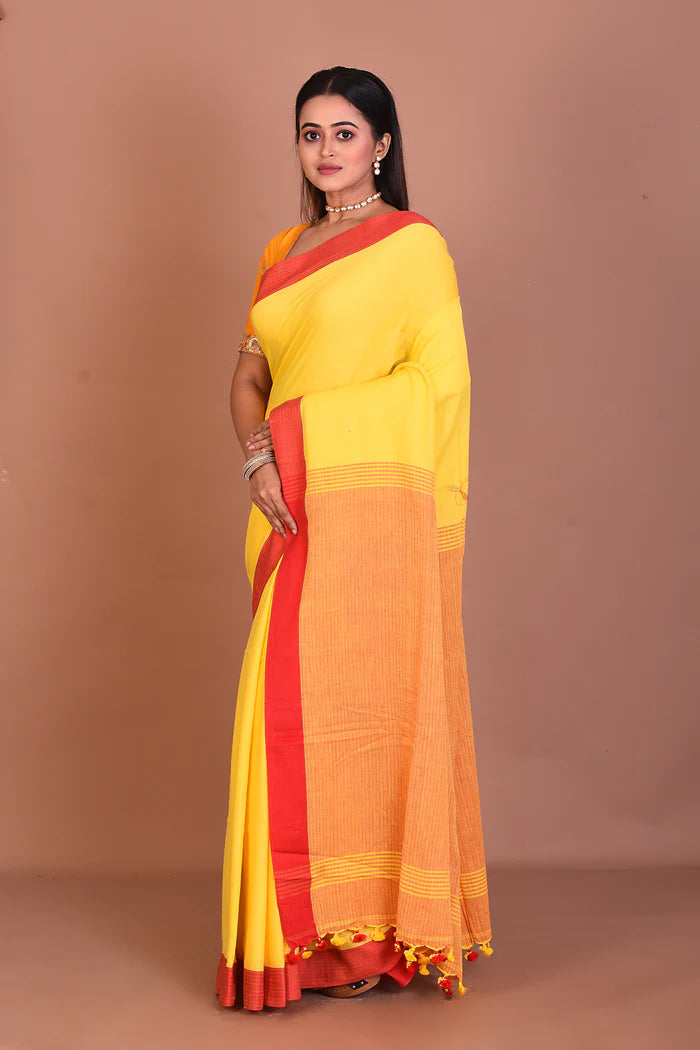 Yellow Blended Khaddi Saree - Keya Seth Exclusive