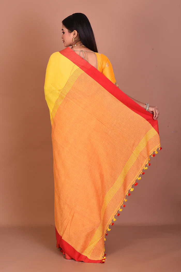 Yellow Blended Khaddi Saree - Keya Seth Exclusive