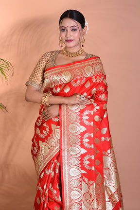 Elegant Red Banarasi Saree - Keya Seth Exclusive