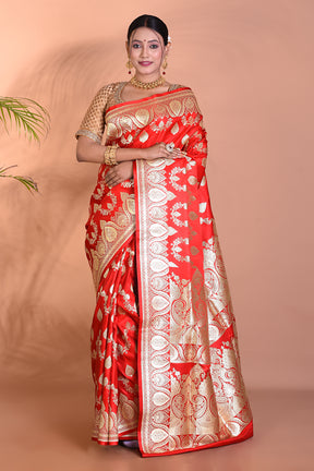 Elegant Red Banarasi Saree - Keya Seth Exclusive