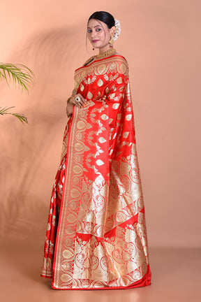 Elegant Red Banarasi Saree - Keya Seth Exclusive