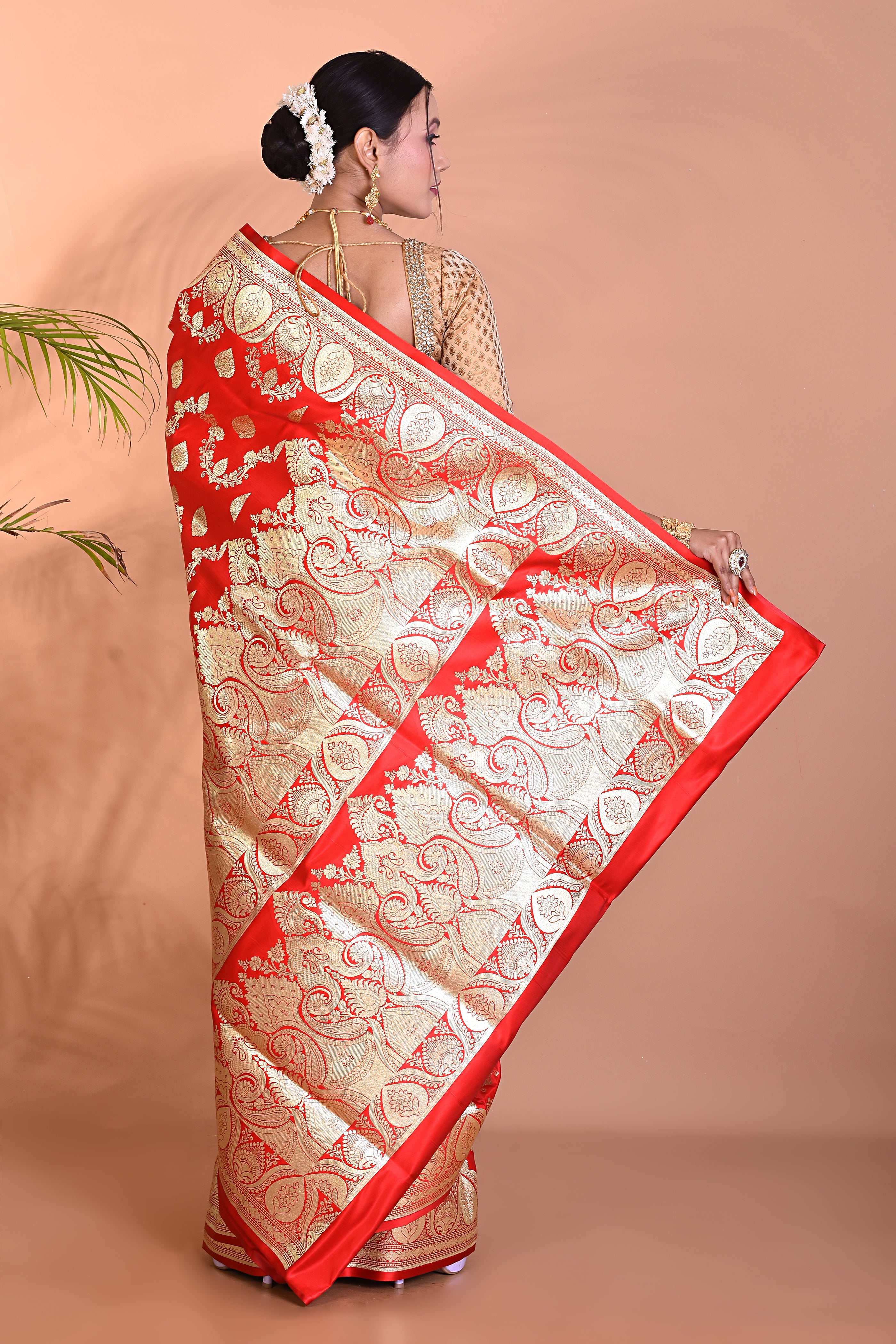 Elegant Red Banarasi Saree - Keya Seth Exclusive