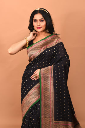 Black Pure Katan Silk Saree - Keya Seth Exclusive