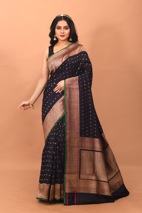 Black Pure Katan Silk Saree - Keya Seth Exclusive