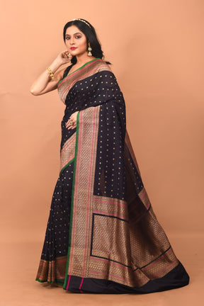 Black Pure Katan Silk Saree - Keya Seth Exclusive