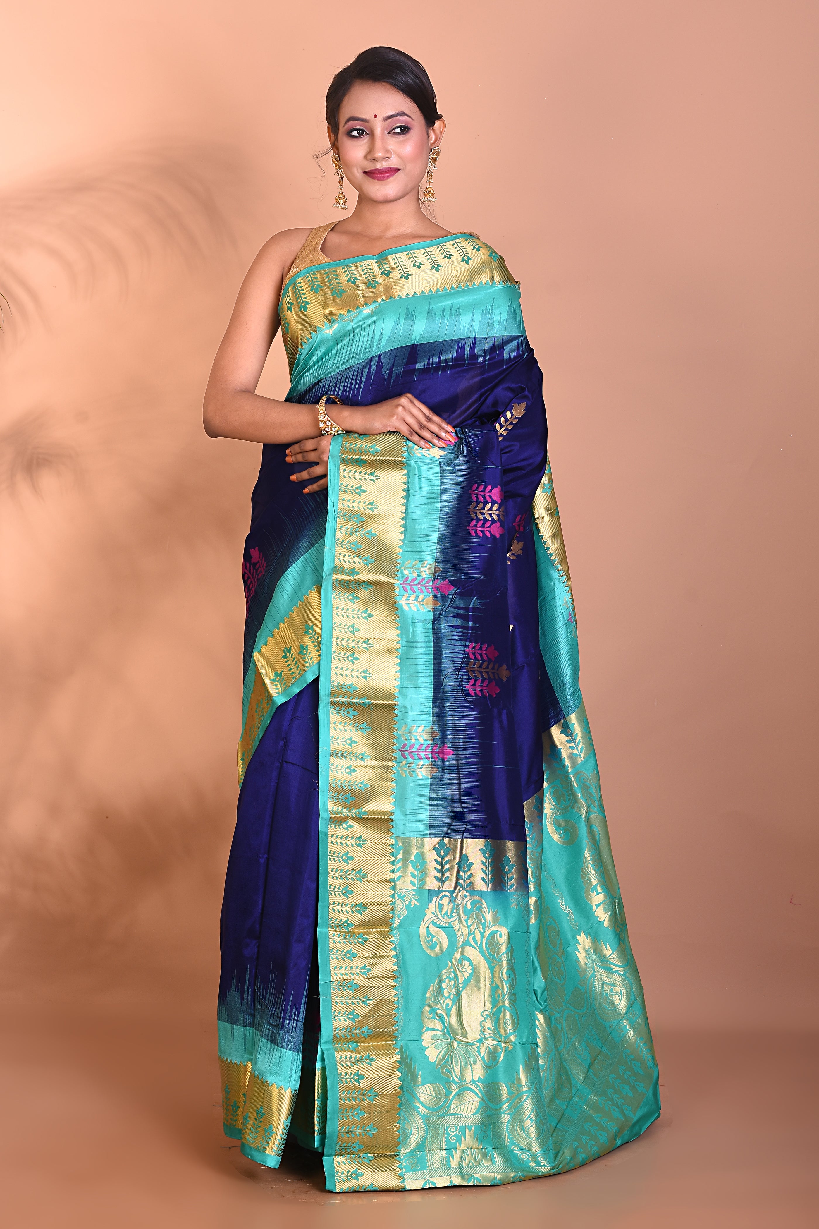 Beautiful Deep Blue Kanjivaram Saree - Keya Seth Exclusive