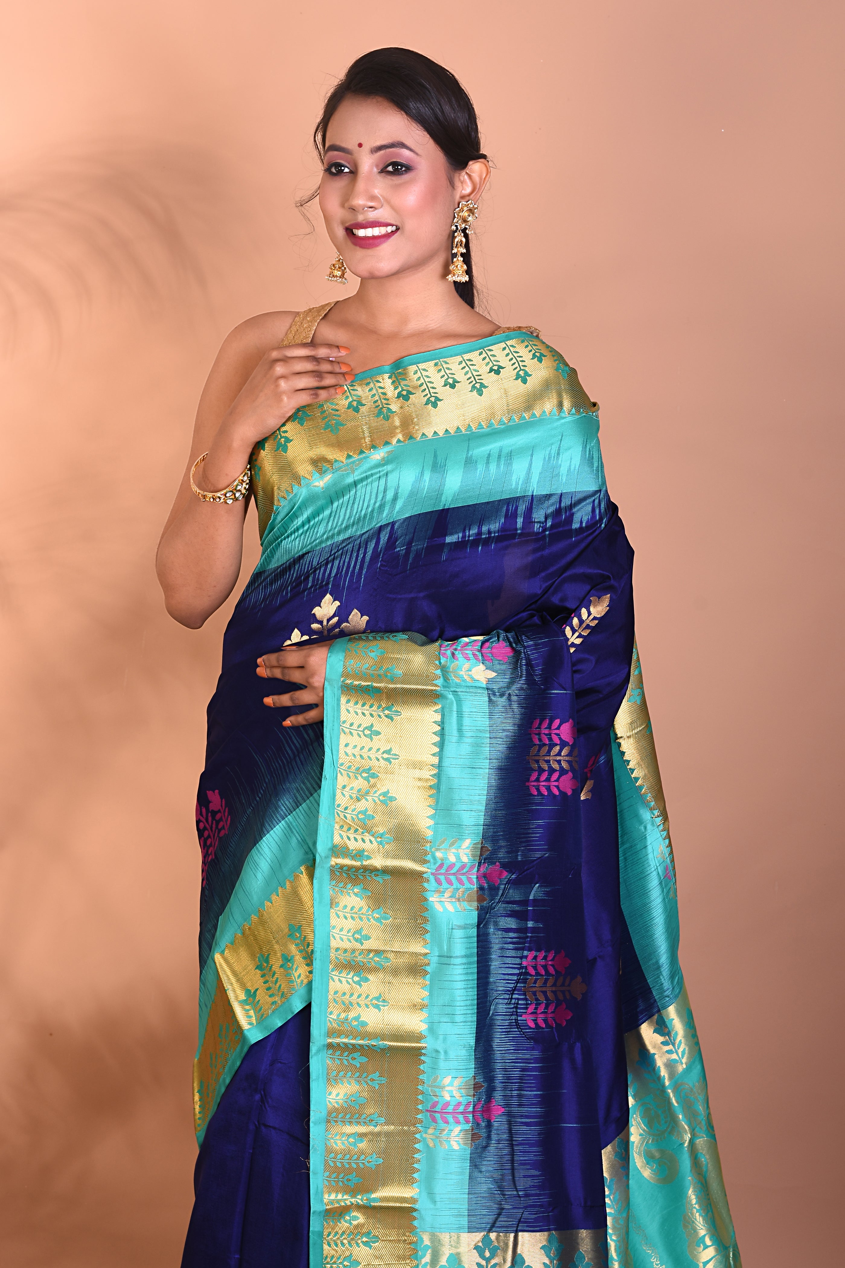 Beautiful Deep Blue Kanjivaram Saree - Keya Seth Exclusive