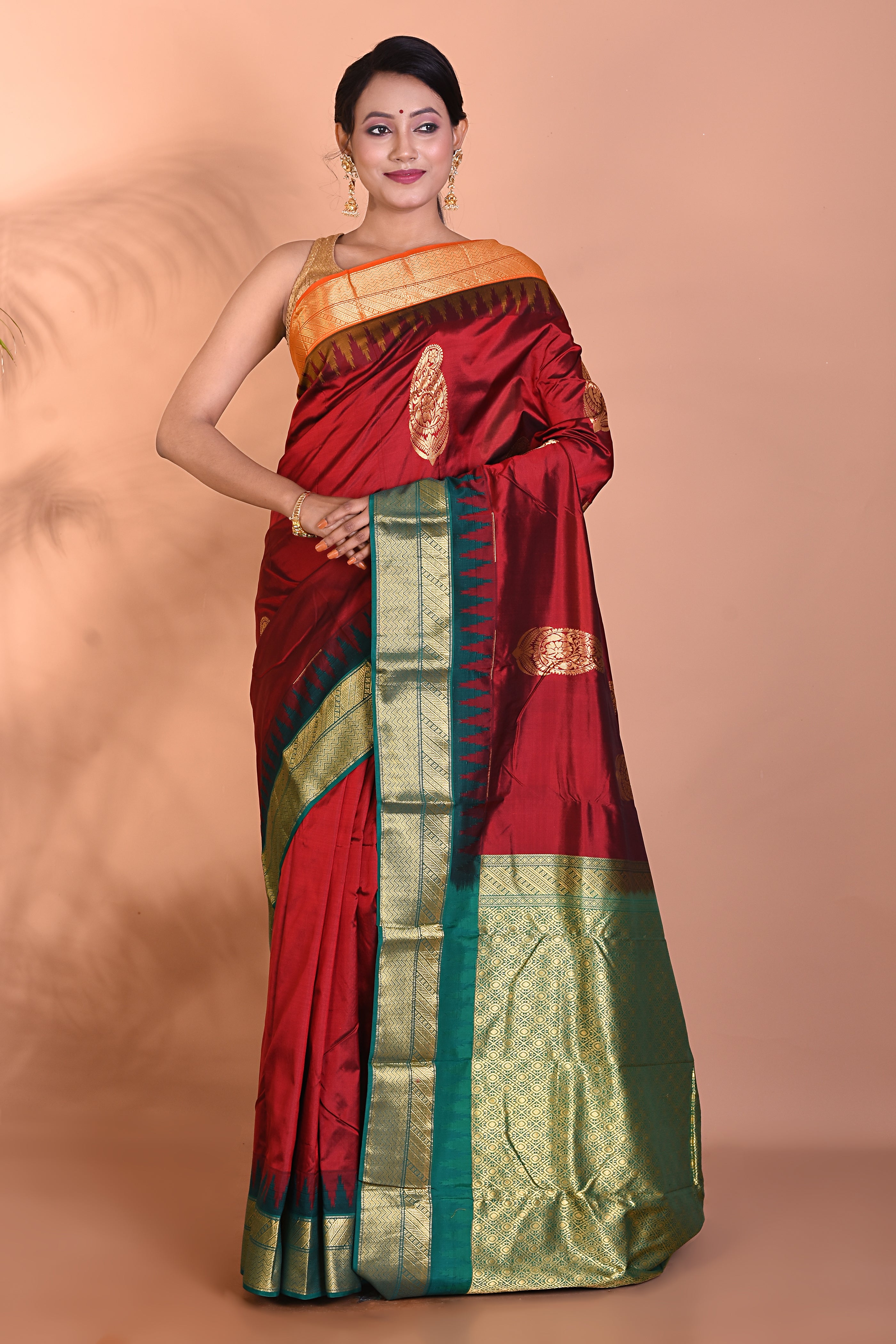 Beautiful Maroon Kanjivaram Saree - Keya Seth Exclusive