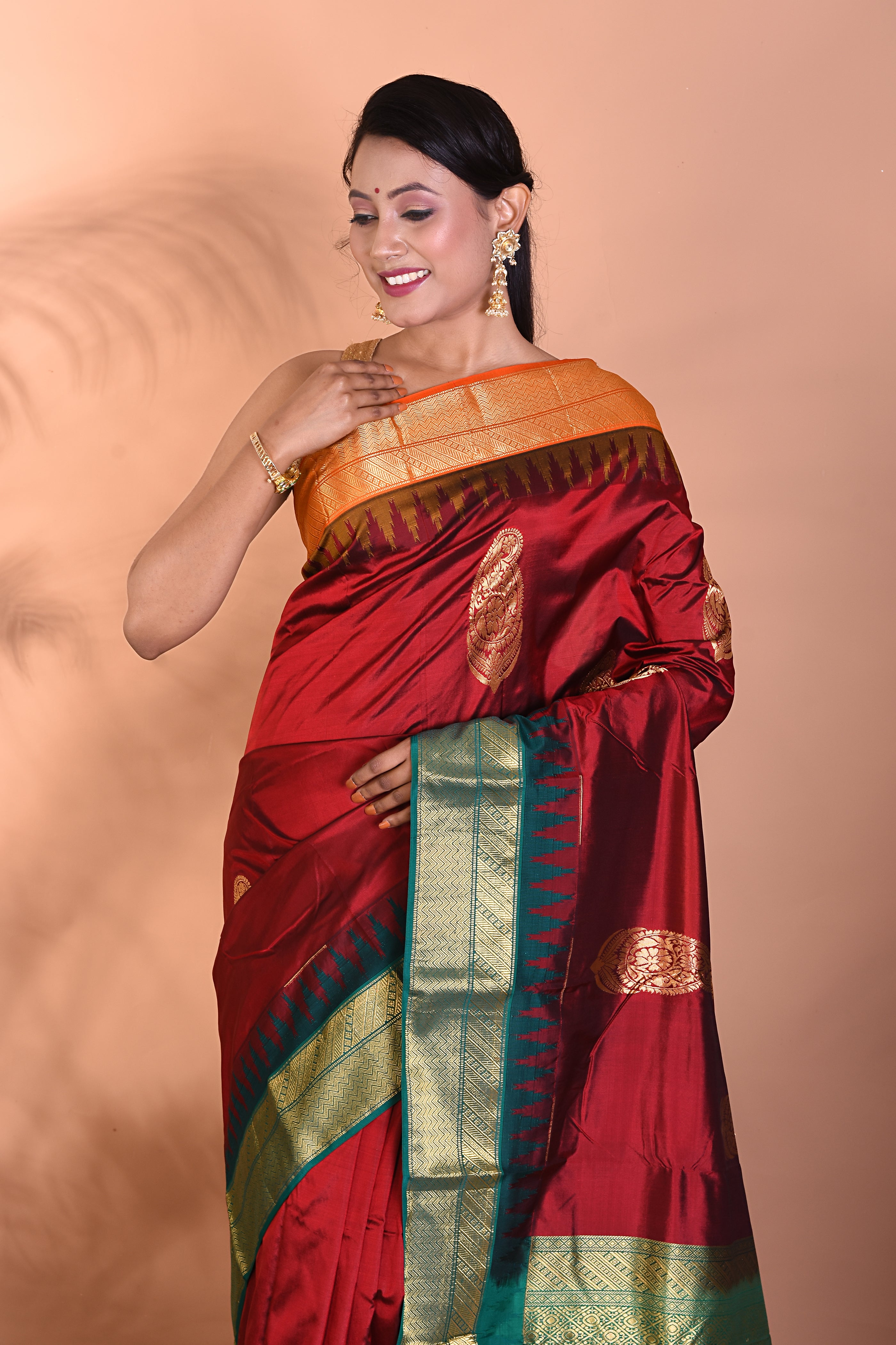 Beautiful Maroon Kanjivaram Saree - Keya Seth Exclusive