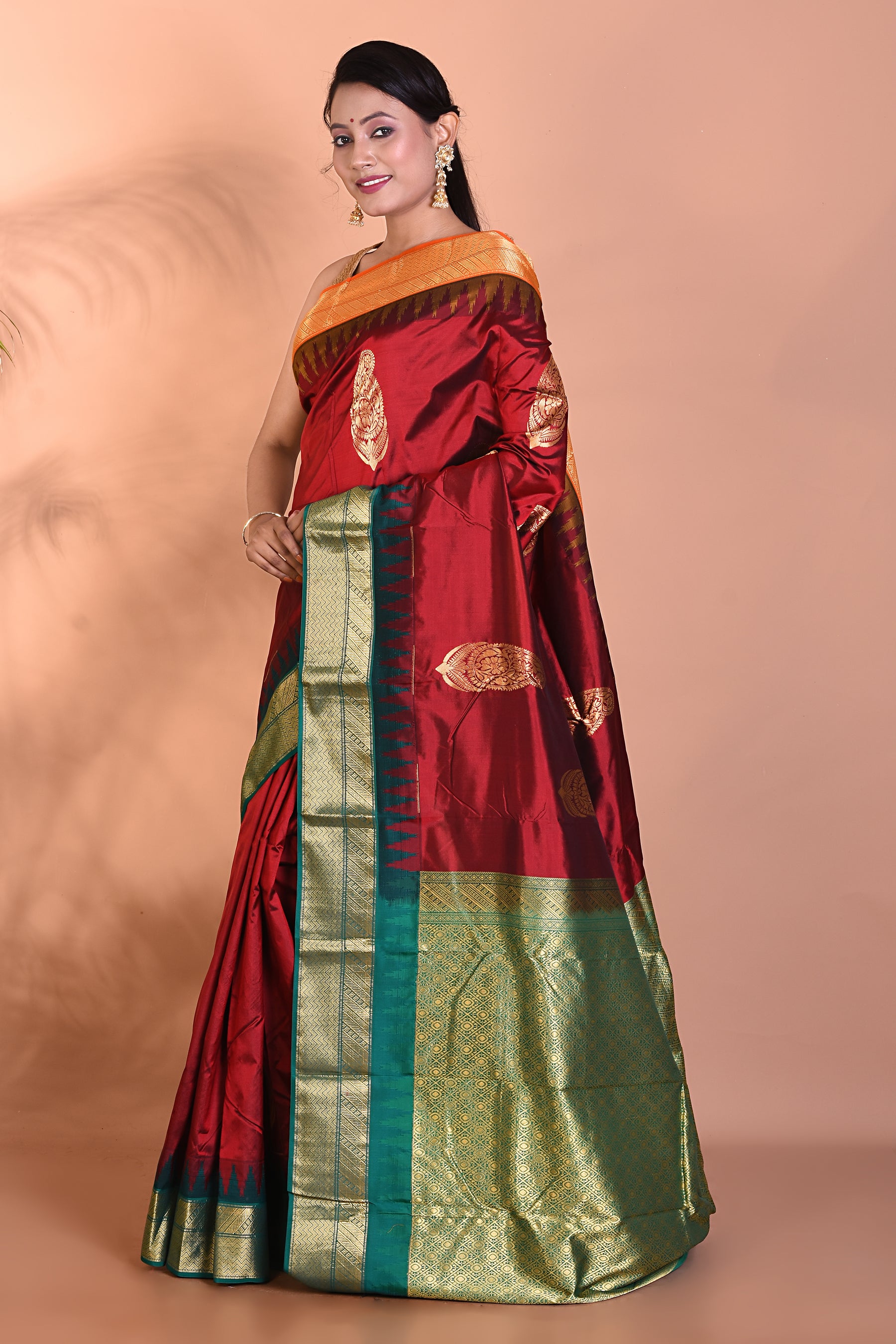 Beautiful Maroon Kanjivaram Saree - Keya Seth Exclusive