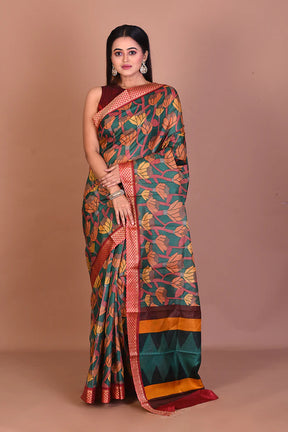 Green Blended Printed Silk Saree - Keya Seth Exclusive