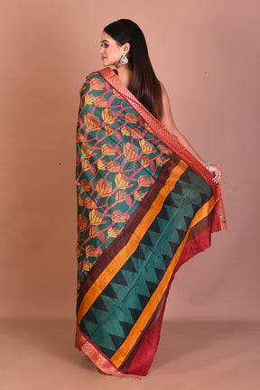 Green Blended Printed Silk Saree - Keya Seth Exclusive