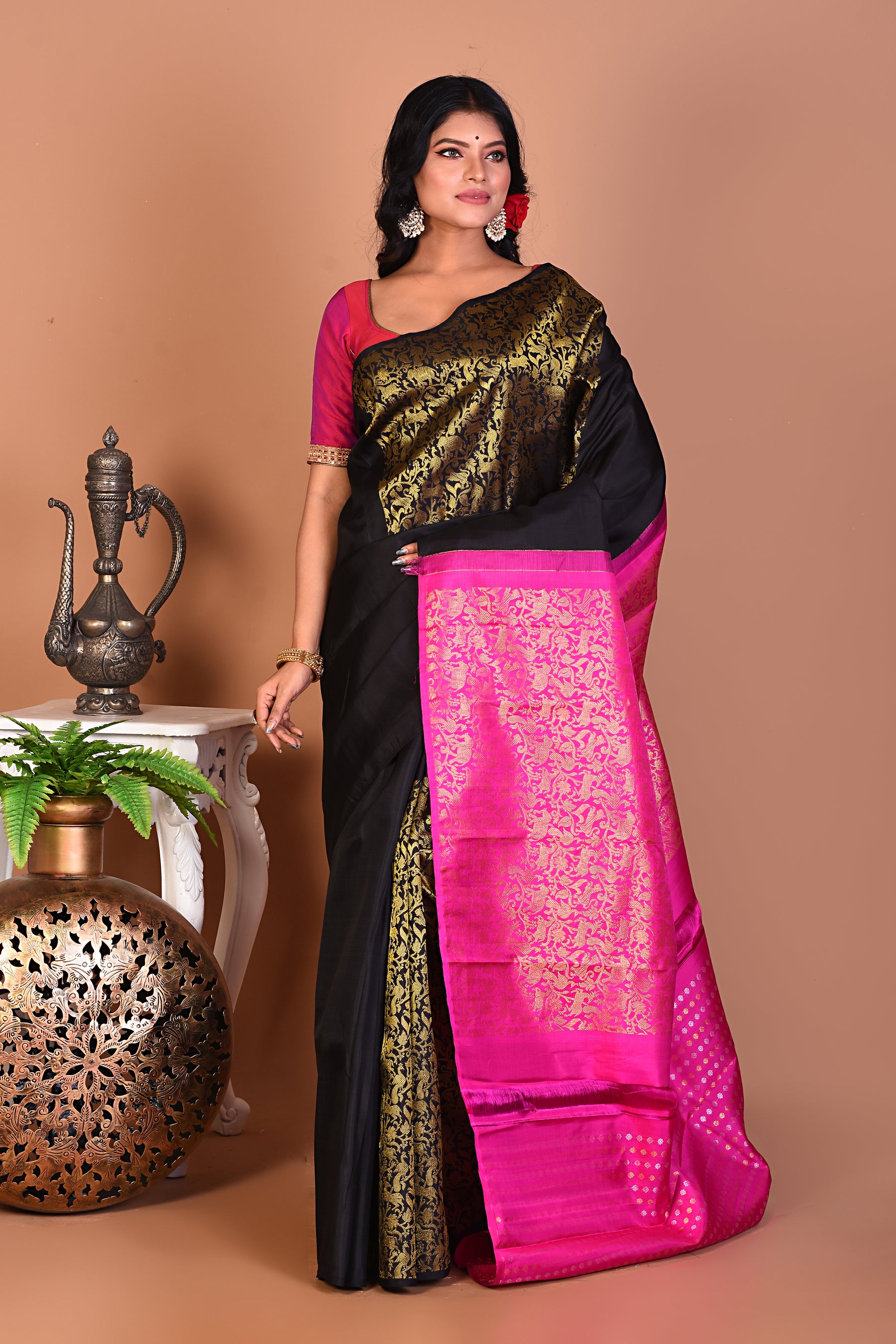 Beautiful Black Pure Kanjivaram Saree - Keya Seth Exclusive