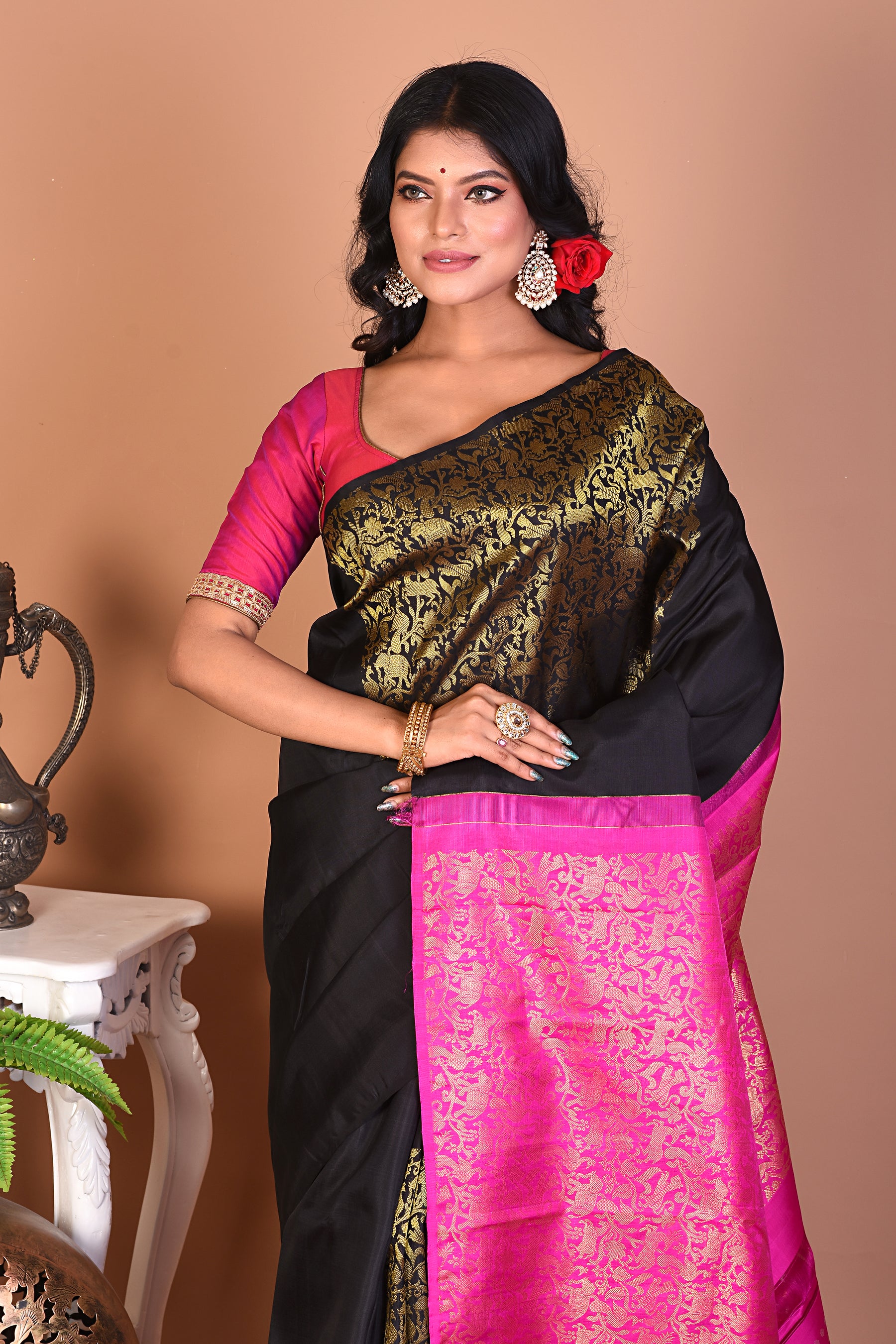 Beautiful Black Pure Kanjivaram Saree - Keya Seth Exclusive