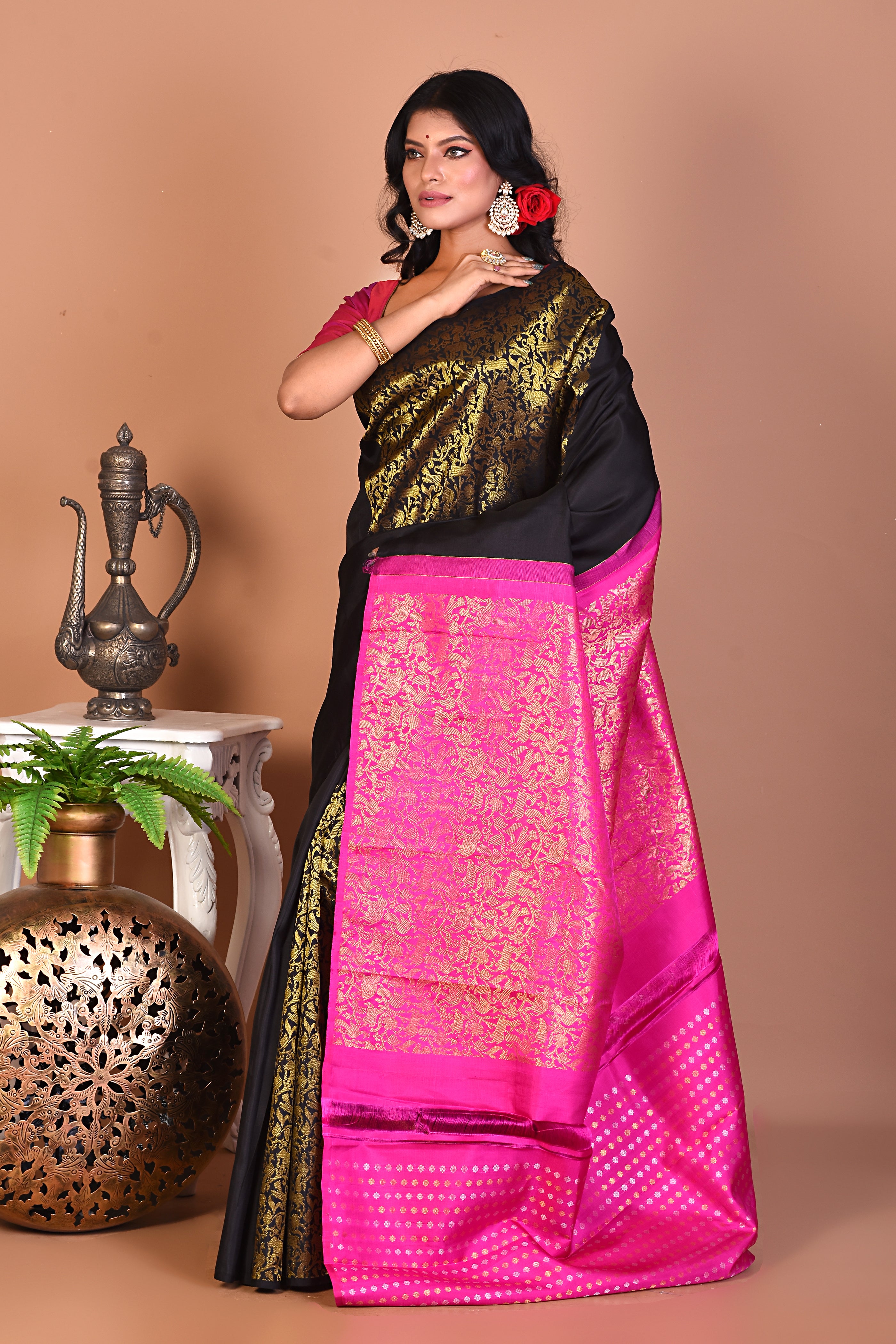 Beautiful Black Pure Kanjivaram Saree - Keya Seth Exclusive