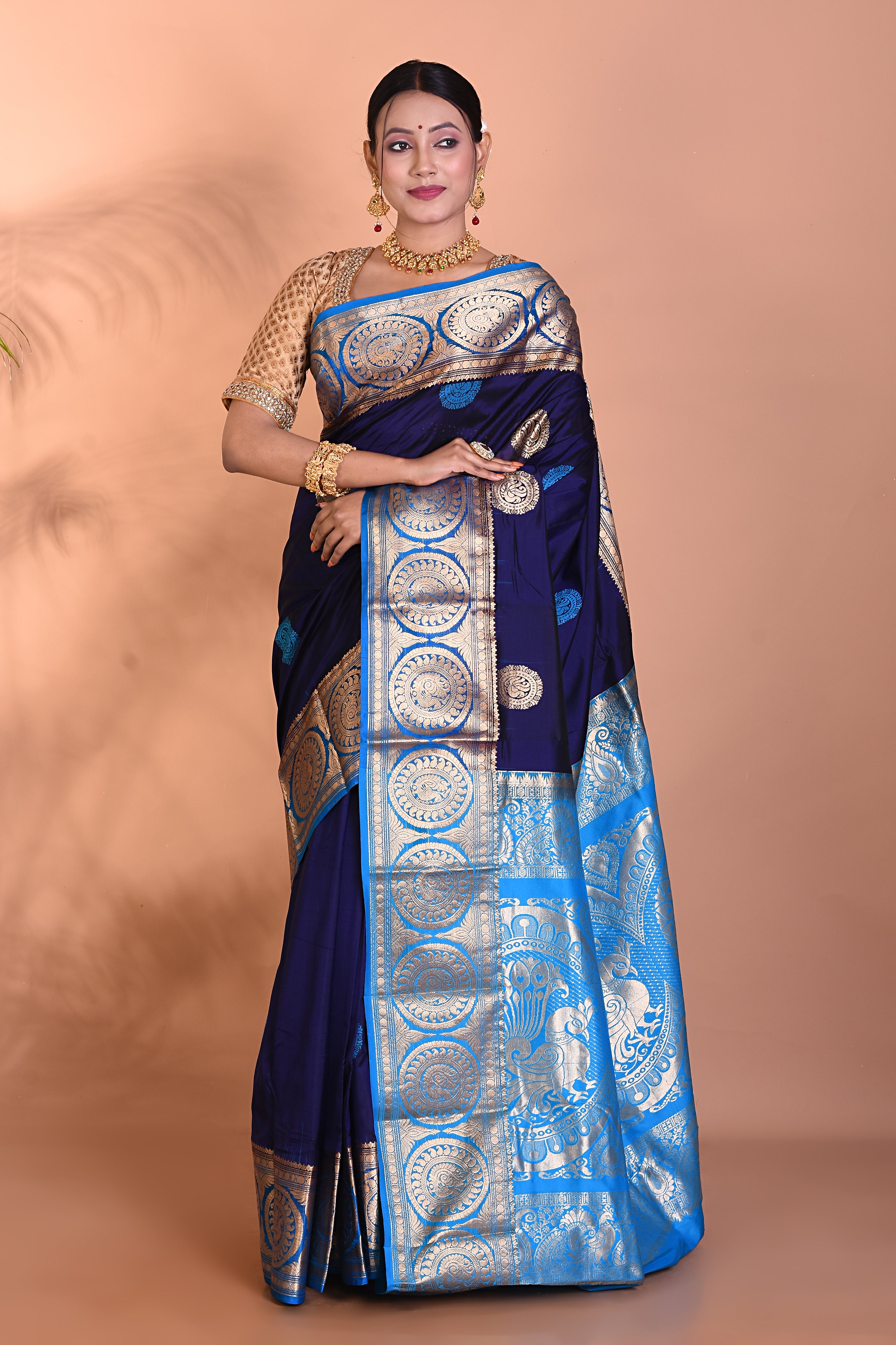 Gorgeous Navy Blue Kanjivaram Saree - Keya Seth Exclusive