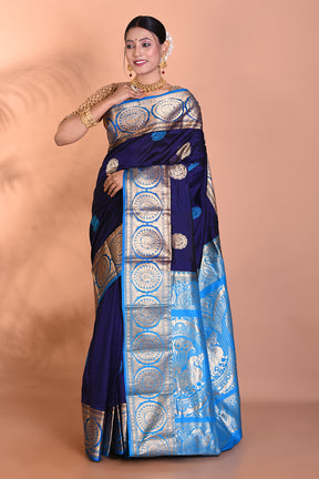 Gorgeous Navy Blue Kanjivaram Saree - Keya Seth Exclusive