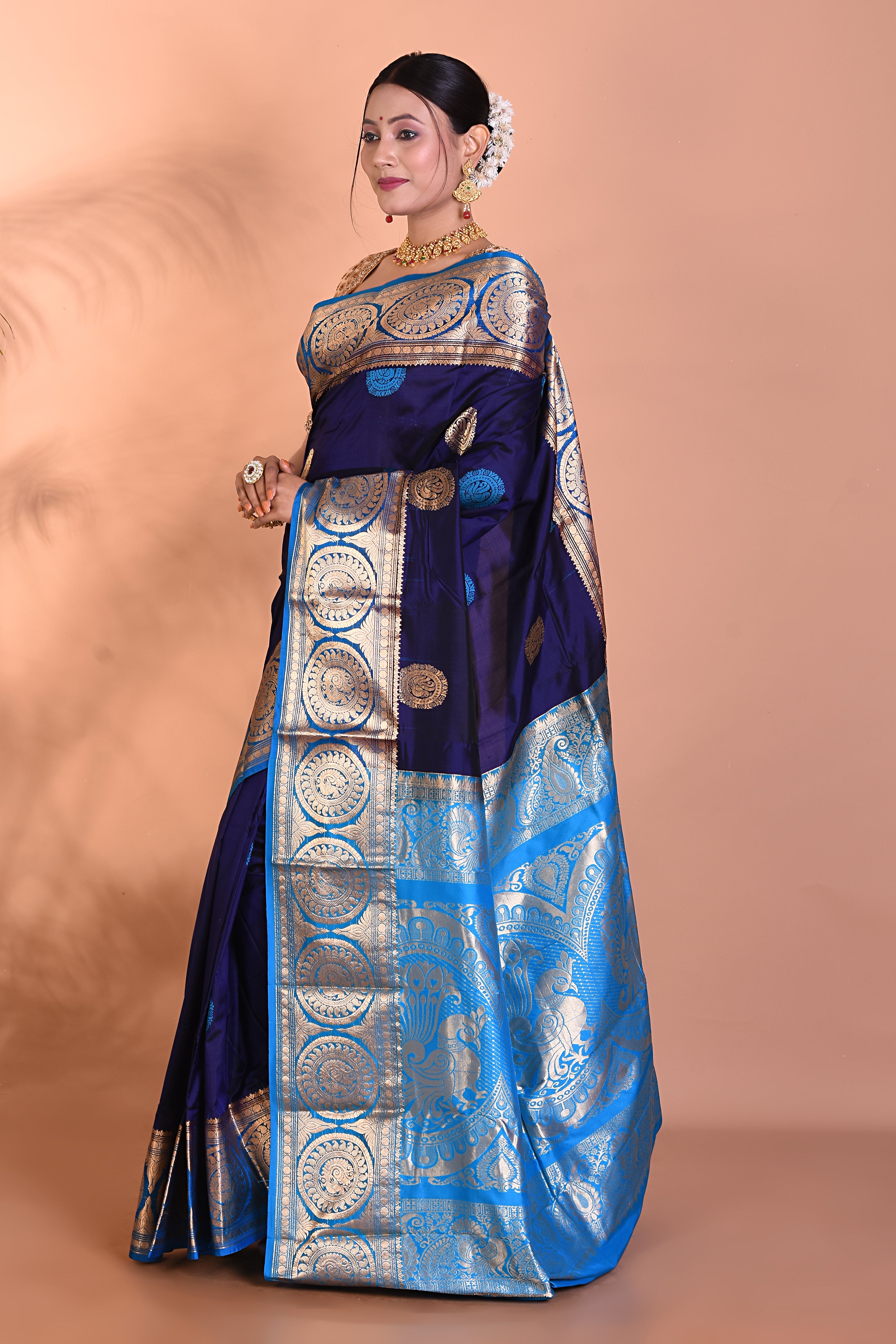 Gorgeous Navy Blue Kanjivaram Saree - Keya Seth Exclusive