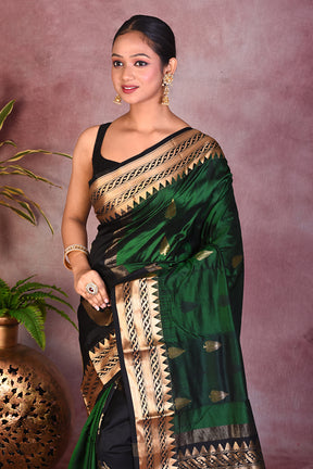 Bottle Green Pure Kanjivaram Saree - Keya Seth Exclusive