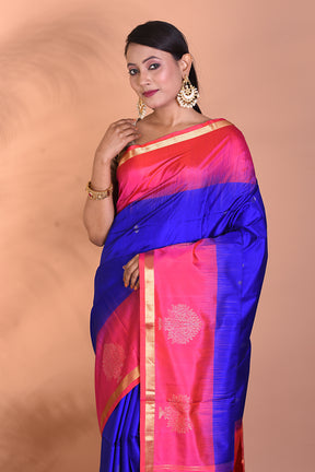 Pure Blue Katan Silk Saree - Keya Seth Exclusive