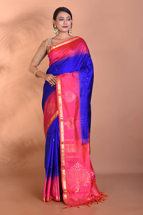 Pure Blue Katan Silk Saree - Keya Seth Exclusive