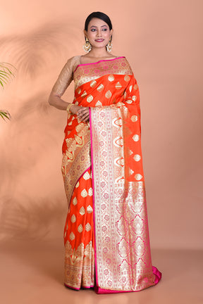 Orange and Pink Banarasi Saree - Keya Seth Exclusive