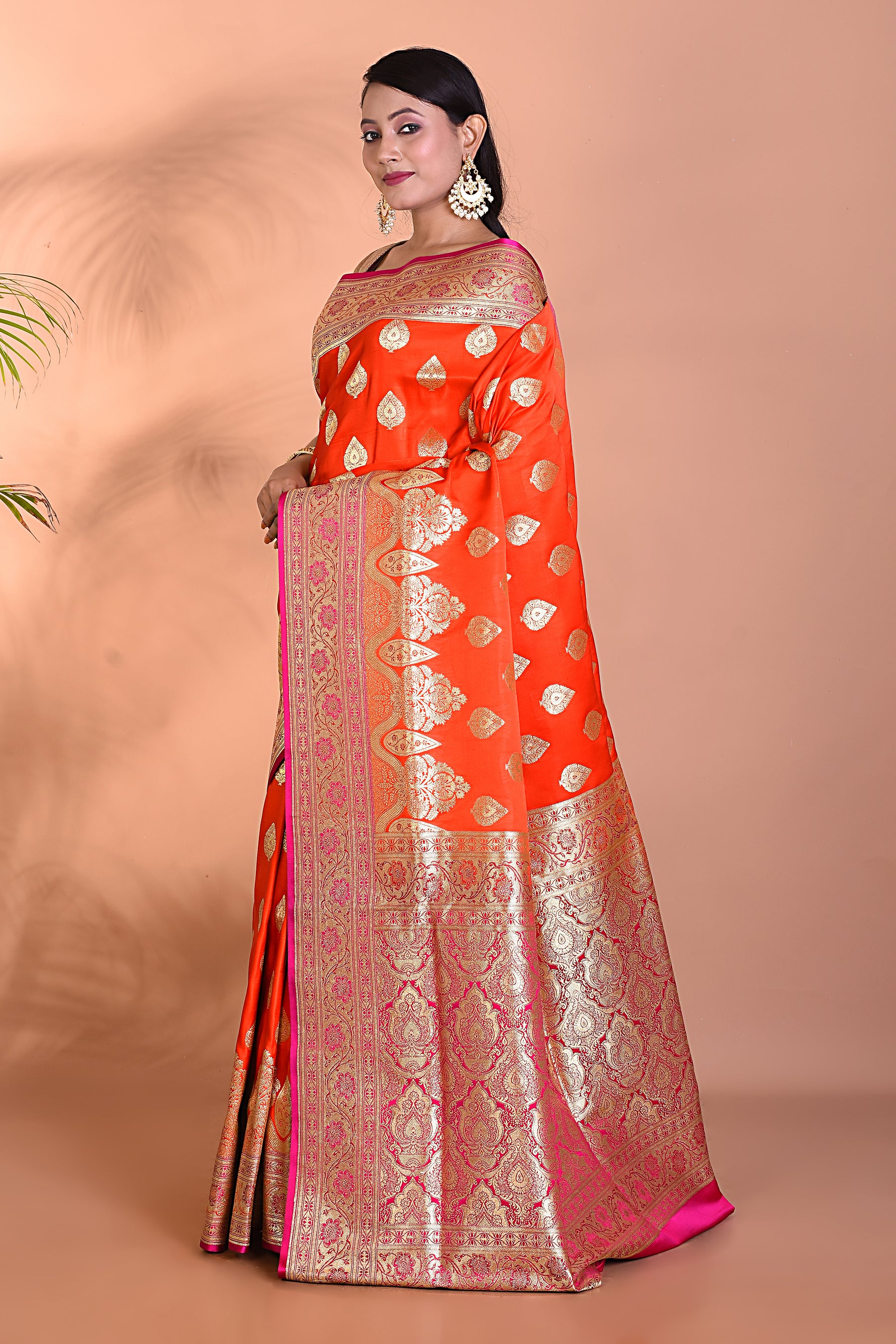 Orange and Pink Banarasi Saree - Keya Seth Exclusive