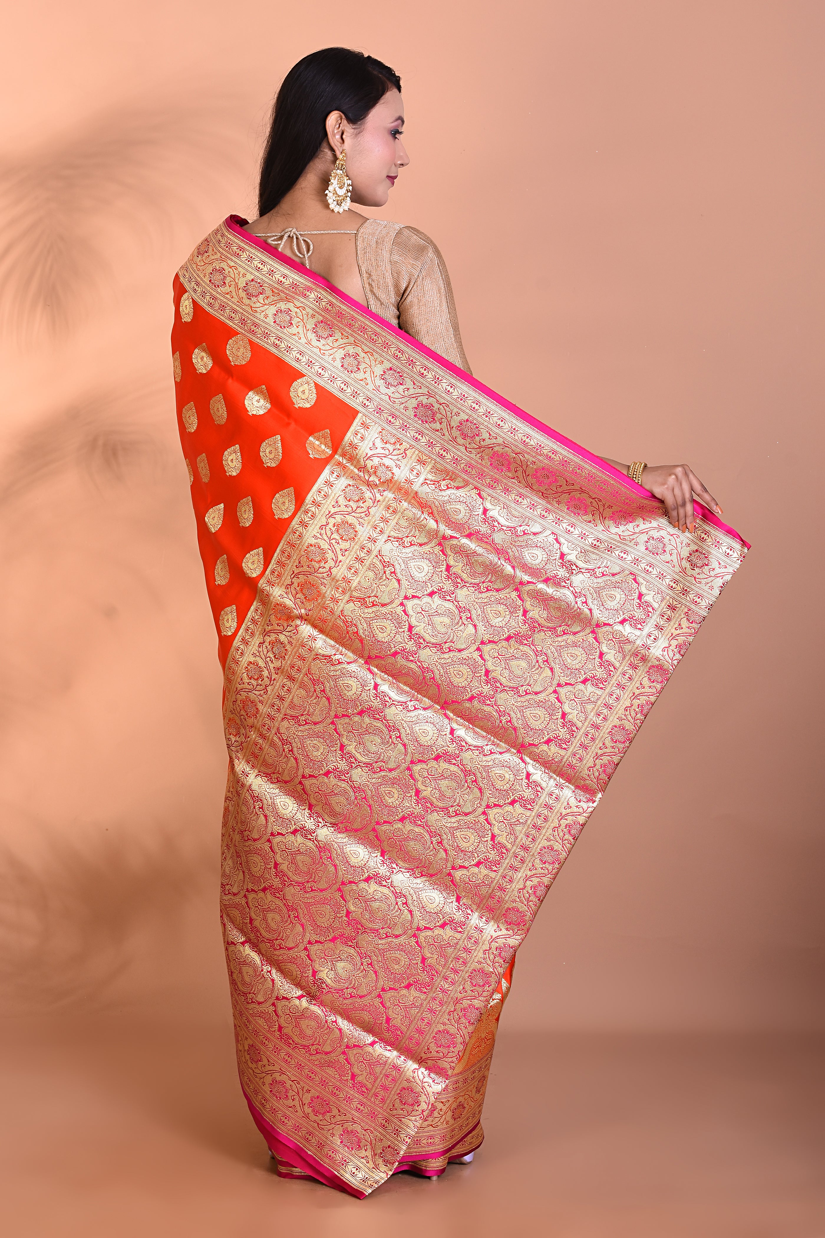 Orange and Pink Banarasi Saree - Keya Seth Exclusive