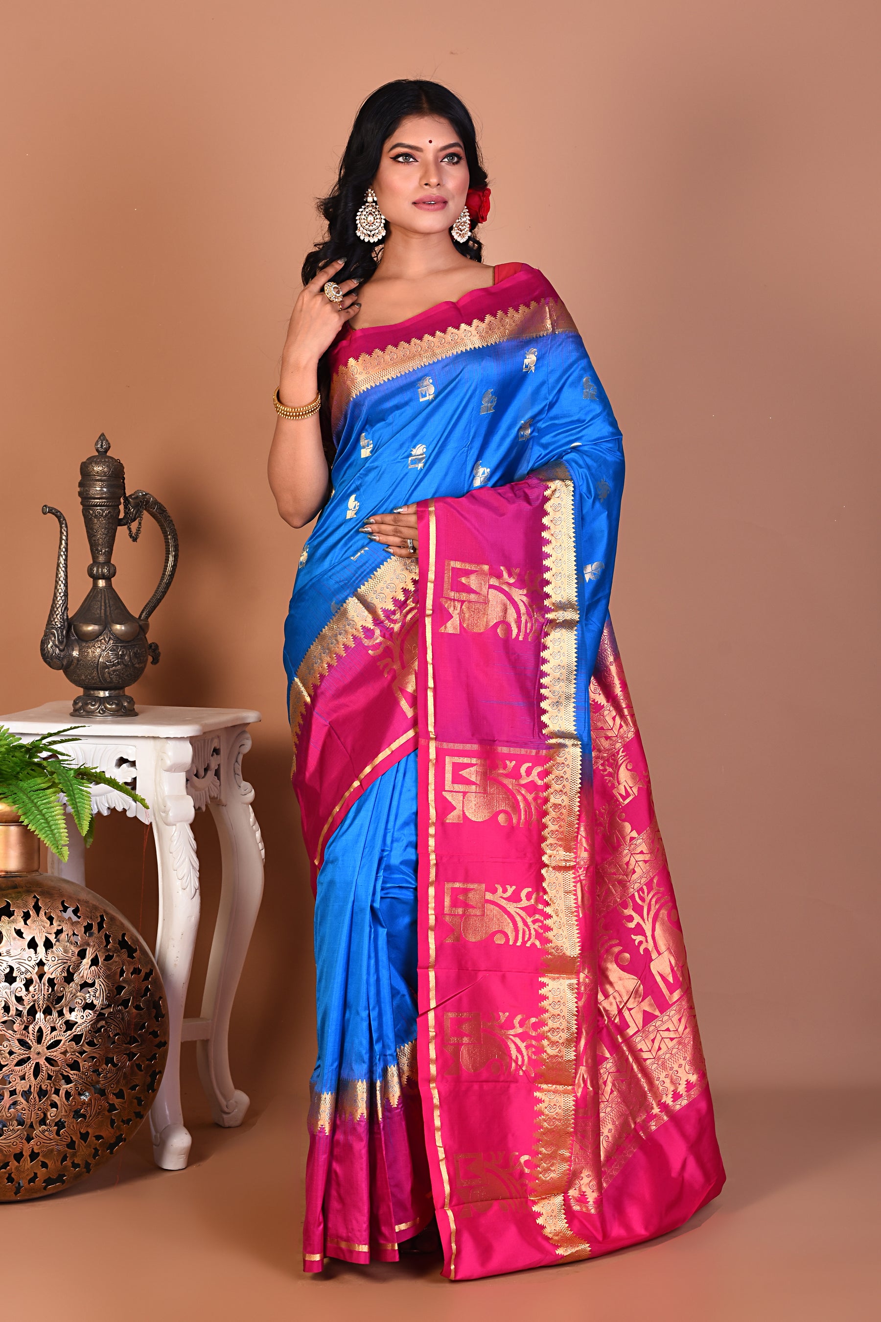 Elegant Blue Kanjivaram Saree - Keya Seth Exclusive