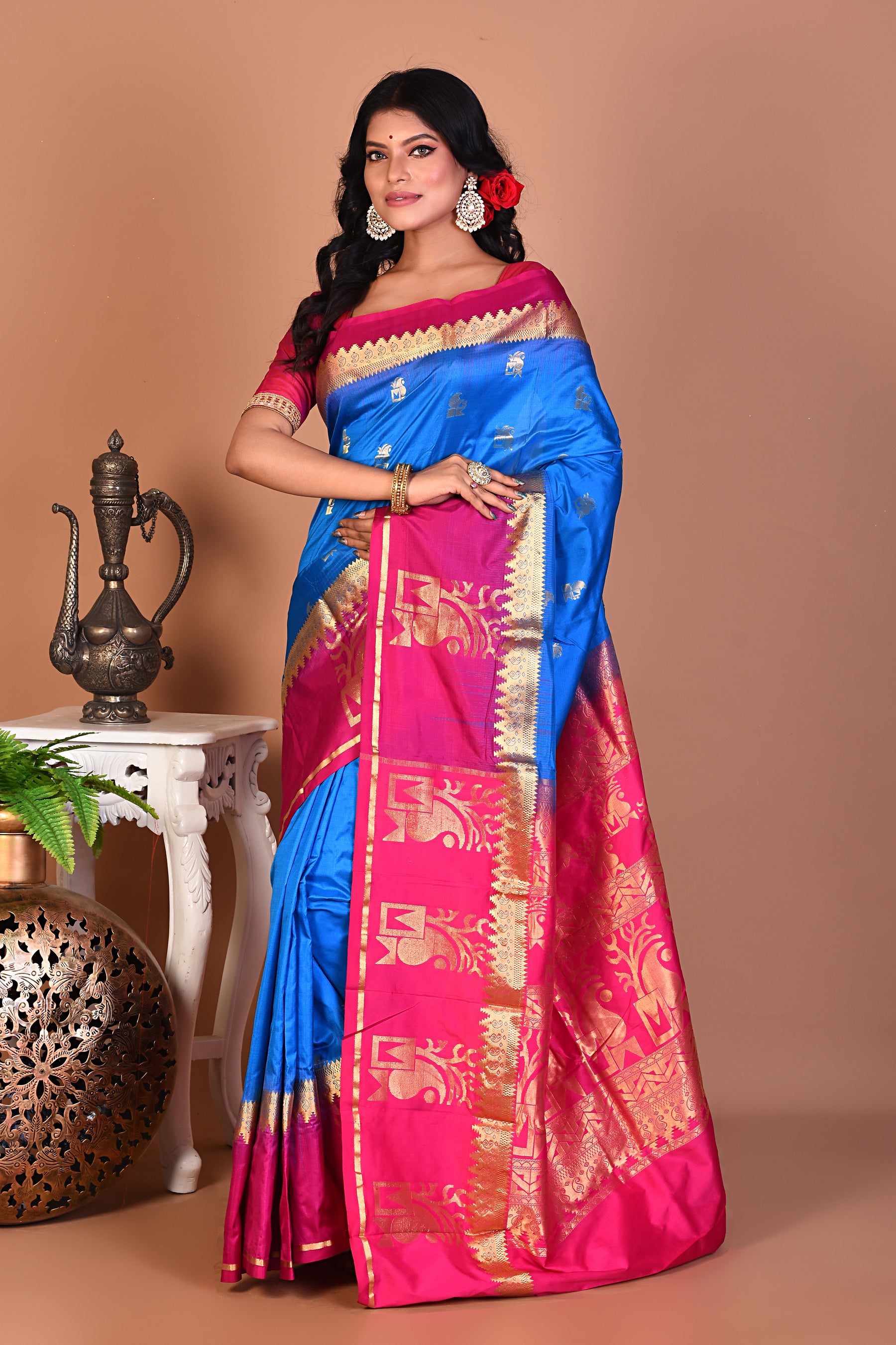 Elegant Blue Kanjivaram Saree - Keya Seth Exclusive