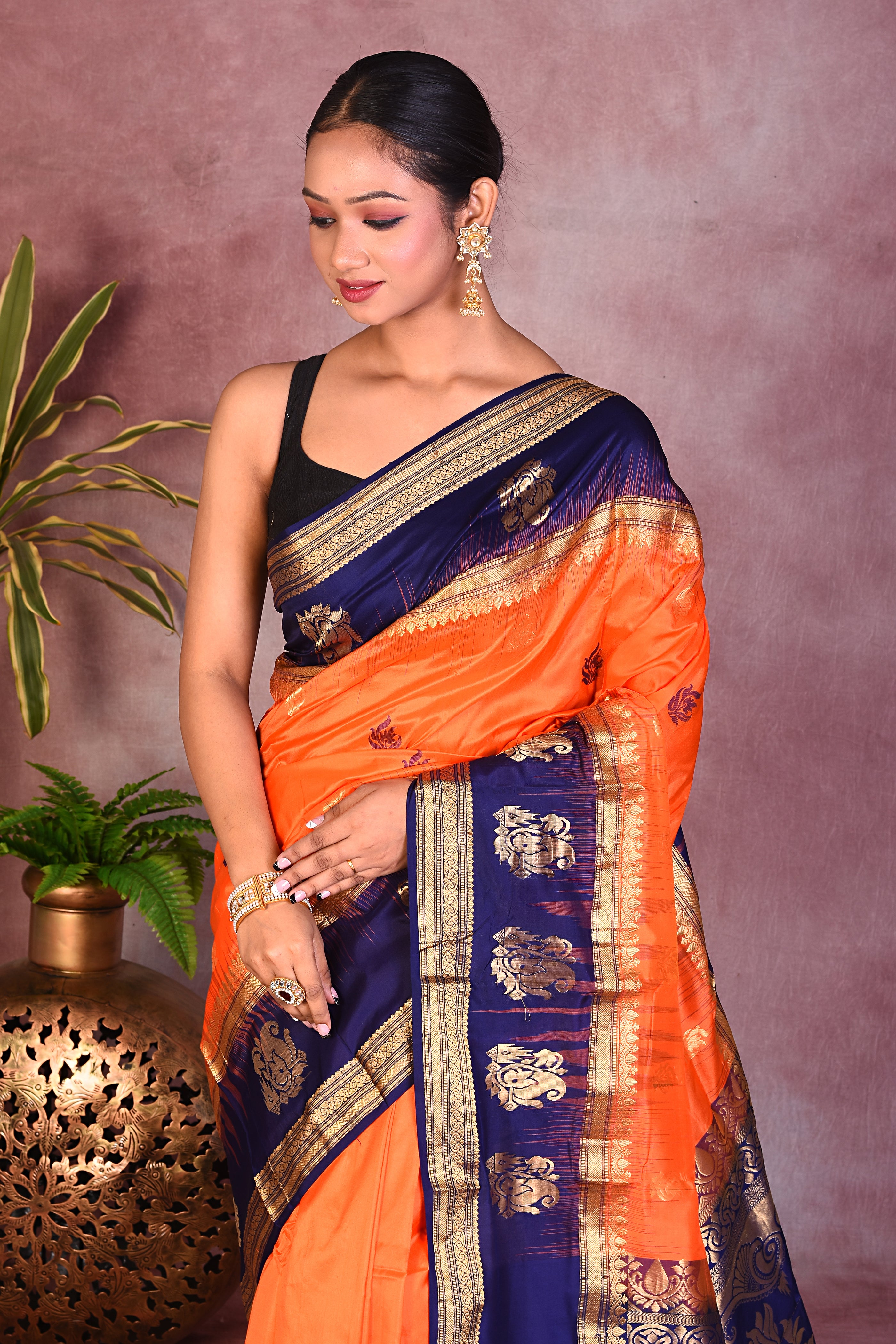 Orange Pure Kanjivaram Saree - Keya Seth Exclusive