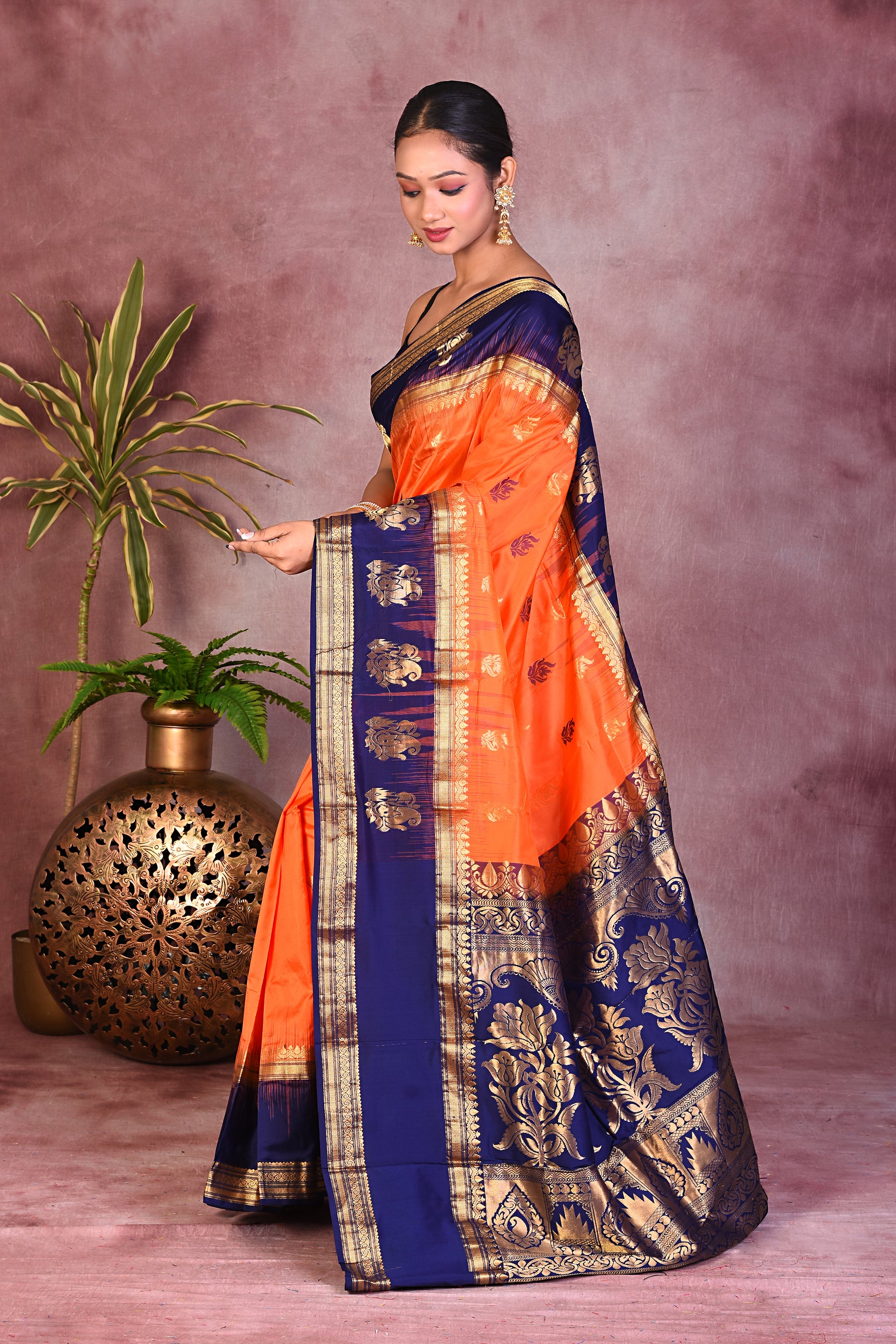 Orange Pure Kanjivaram Saree - Keya Seth Exclusive