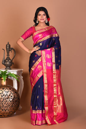 Elegant Navy Blue Kanjivaram Saree - Keya Seth Exclusive