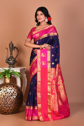 Elegant Navy Blue Kanjivaram Saree - Keya Seth Exclusive