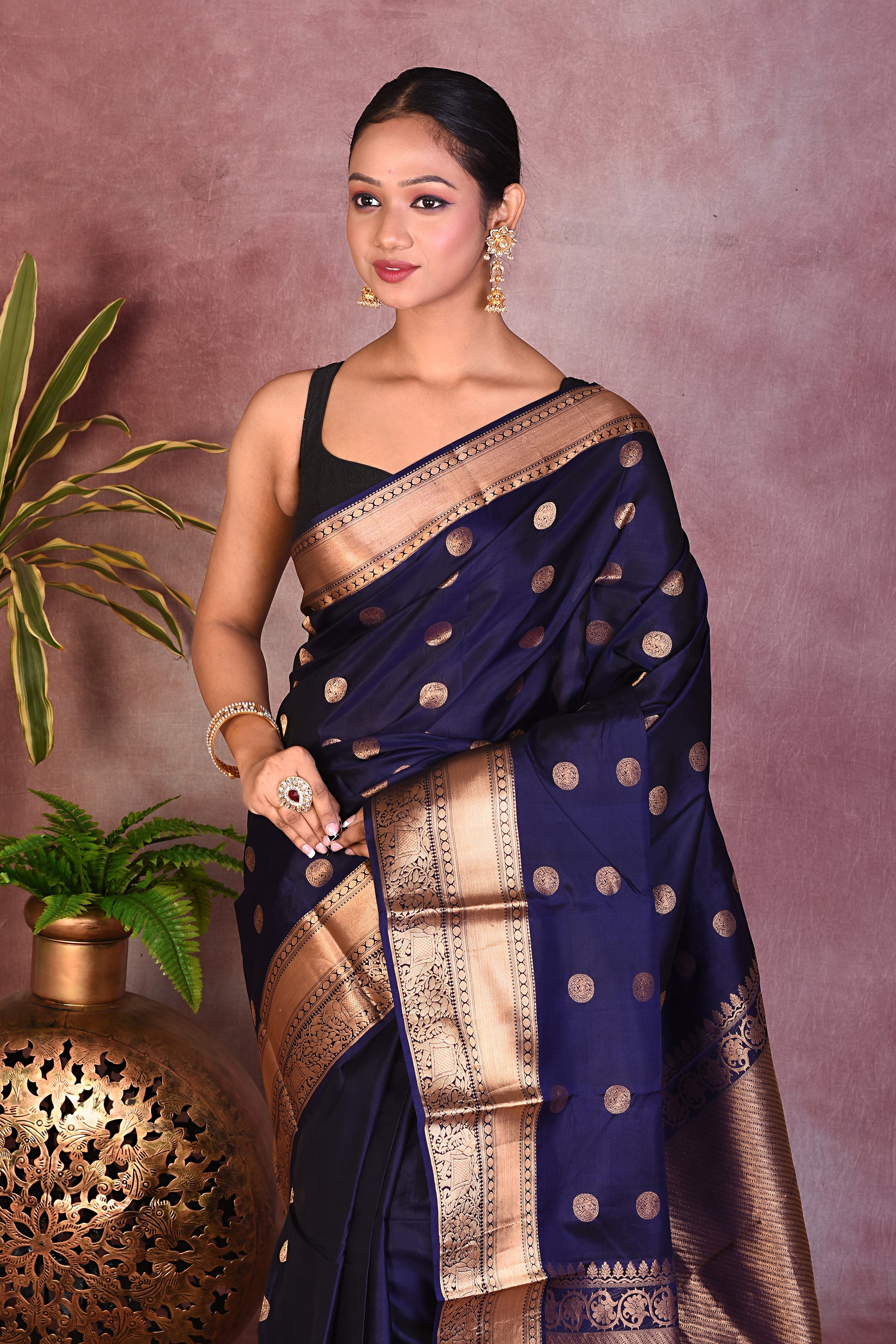 Navy Blue Pure Kanjivaram Saree - Keya Seth Exclusive