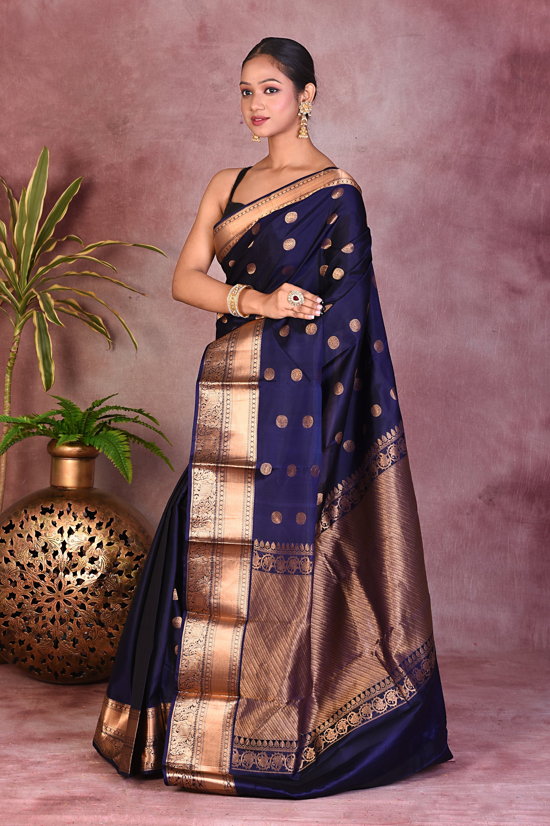 Navy Blue Pure Kanjivaram Saree - Keya Seth Exclusive