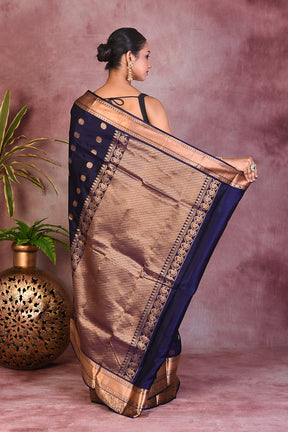 Navy Blue Pure Kanjivaram Saree - Keya Seth Exclusive