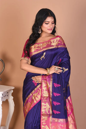 Gorgeous Deep Blue Kanjivaram Saree - Keya Seth Exclusive